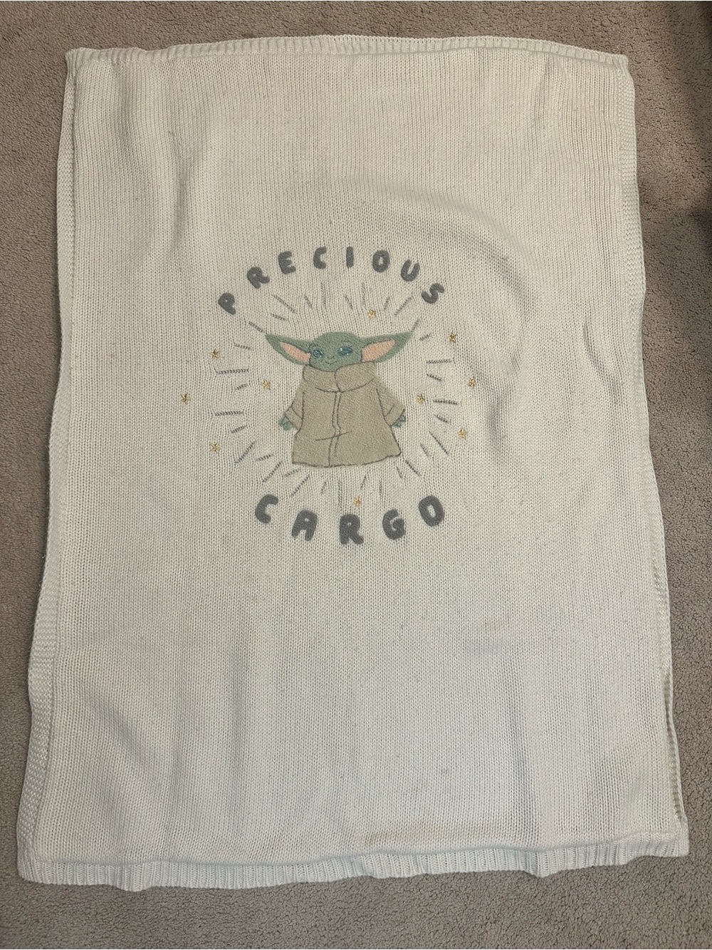 Pottery Barn Kids Star Wars Grogu Precious Cargo Heirloom Knit Sherpa Baby Blank